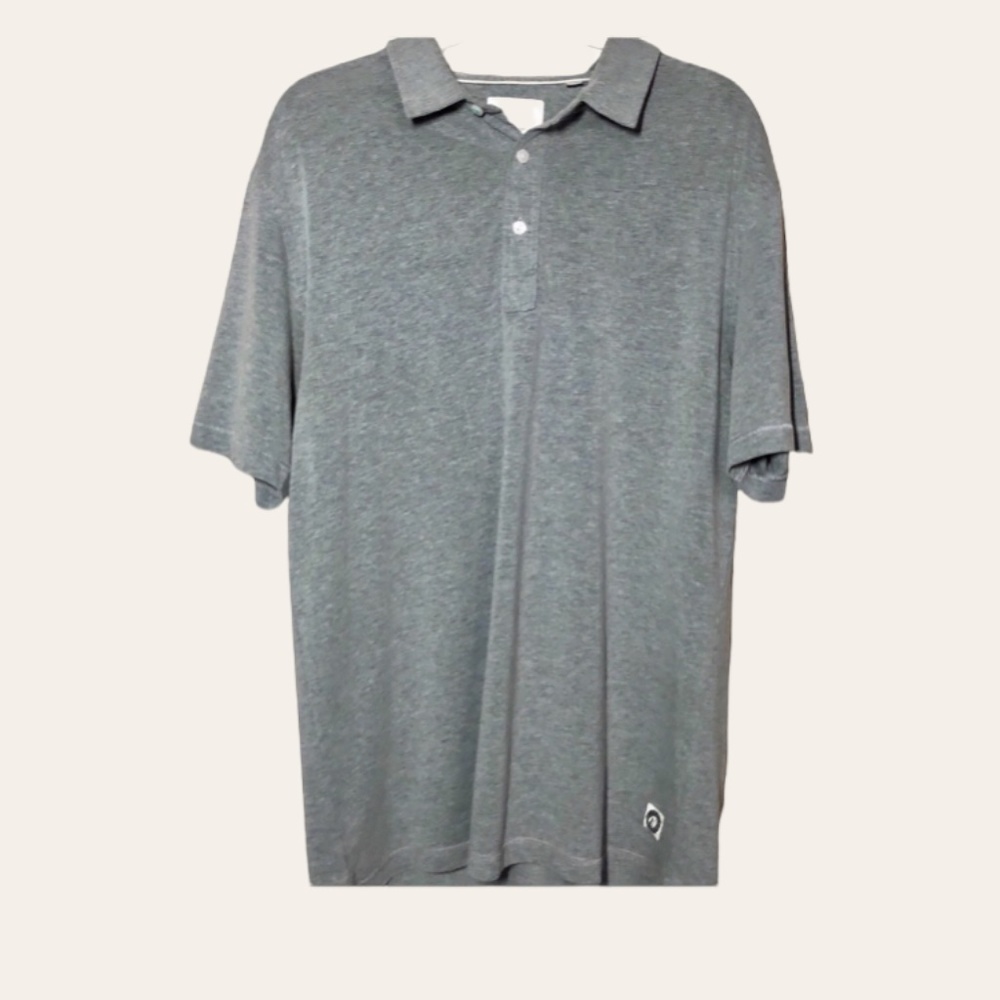 LinkSoul mens Polo golf shirt Gray large, three buttons top close Pullover style